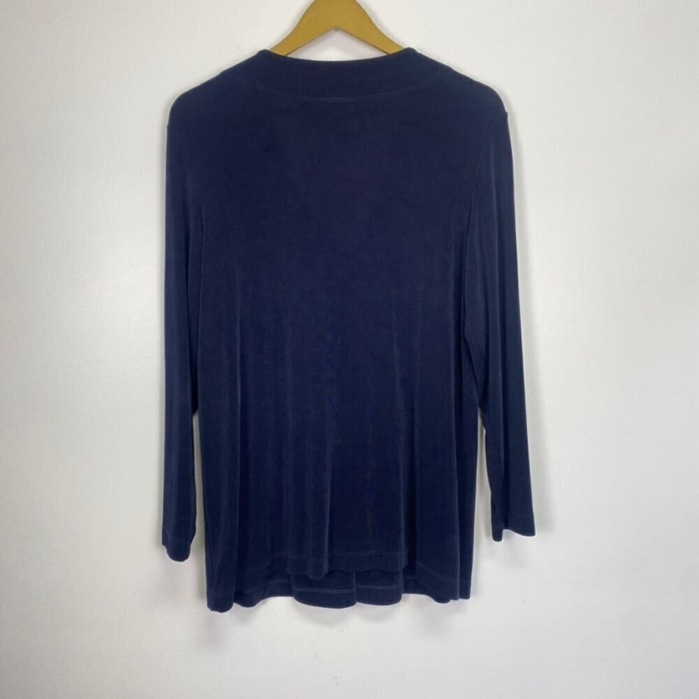 Chico's Travelers Dark Blue V Neck Cardigan - Picture 6 of 8